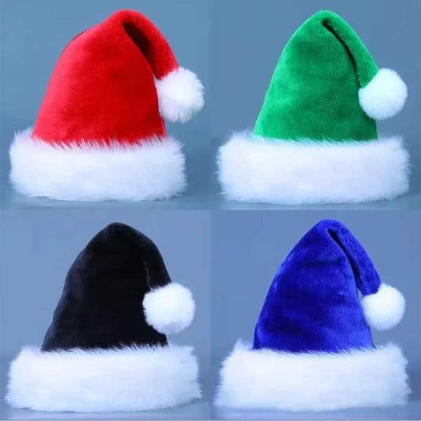 Red Blue Green Black Adult Childrens Thick Plush Christmas Hat 2023 Noel Merry Christmas Decor Gift Hat Happy New Year 2024 Y240921