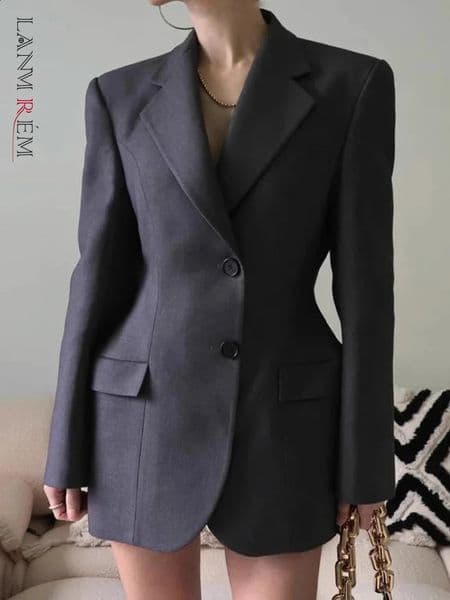 Tempered Gather Waist Blazers for Women Single Breasted Office Solid Jackets Spring 26D8986 240918