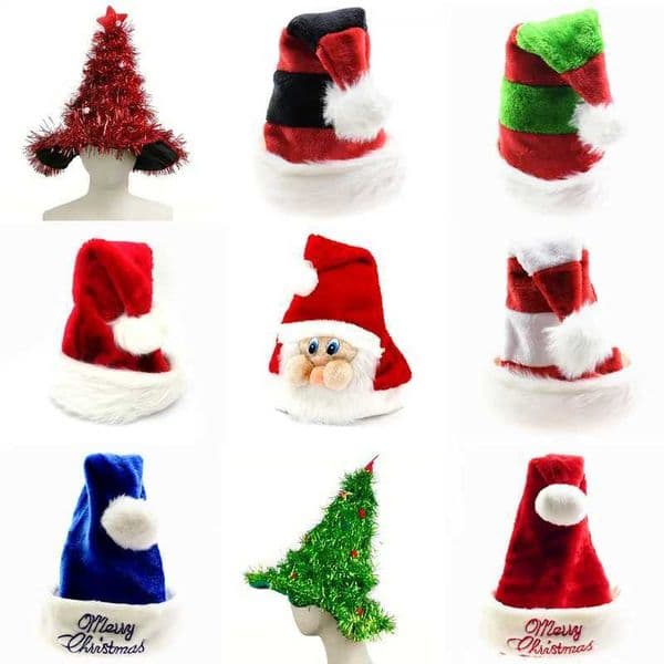 Christmas Hats Santa Claus Hats Christmas Tree Red Blue Striped Caps For Adult And Kids XMAS Decor Wholesale New Years Gifts Y240921