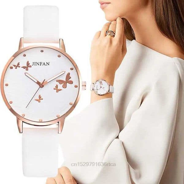 Elegant and simple butterfly design dial design womens watch fashionable luxury dress watch casual womens quartz leather watch W240923