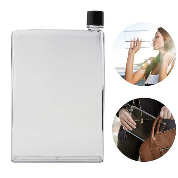 750ml Water Bottle Sports Drinking Flat Crystal Waterbottle Transparent Drinkware Plastic Kettle Portable Cup Jarra De Agua 240923