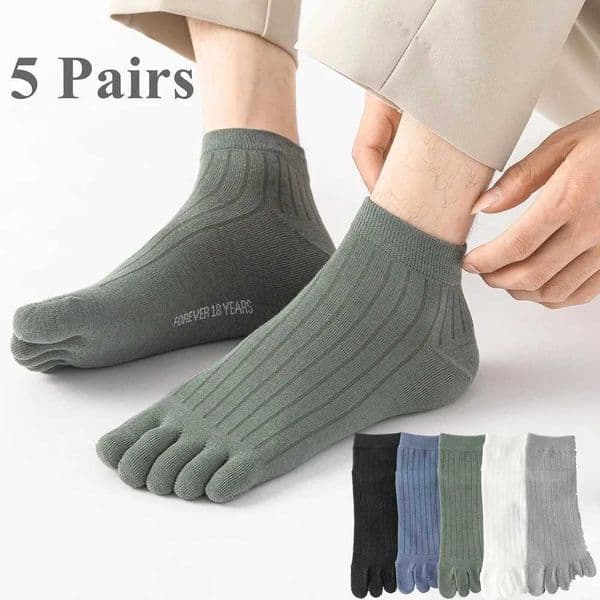 5 Pairs Summer Five Finger Socks for Men Thin Cotton Toe Socks with Separate Fingers Low Cut Ankle Sports Socks High QualityX240923