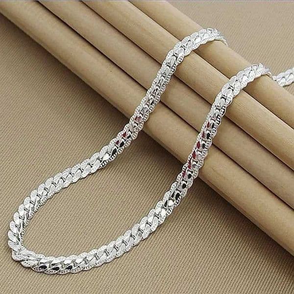 925 sterling silver 6MM Fl side chain necklace suitable for mens fashion jewelry sets and wedding gifts Y240924