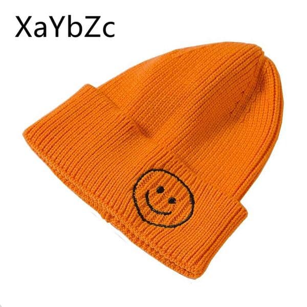 Adult parents children smiling facial hats autumn and winter candy colors wool womens casual sweet knitted cold hat men W240924