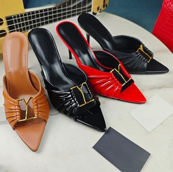Women High Heels Designer Sandals 9cm Black Nude Red Pumps Womens Bottoms Ladies Stiletto Peep-toes Point Fashion BABYLONE MULES evening shoes With Box