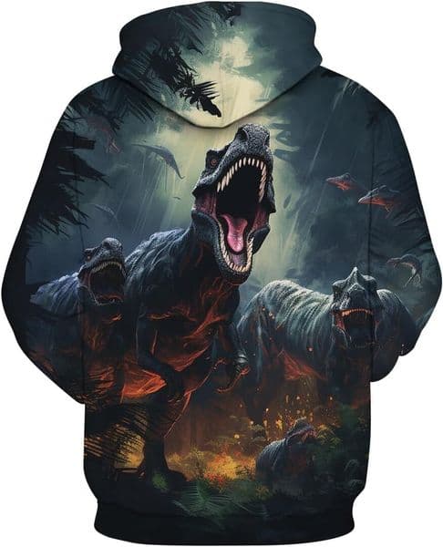 Hoodie for Mens Womens Men Psychedelic Dinosaur Graphic Hoodie Hoodies Colorful Animal King Pockets Long Sleeve Pullover, Black Graphic Hoodies sweatshirt