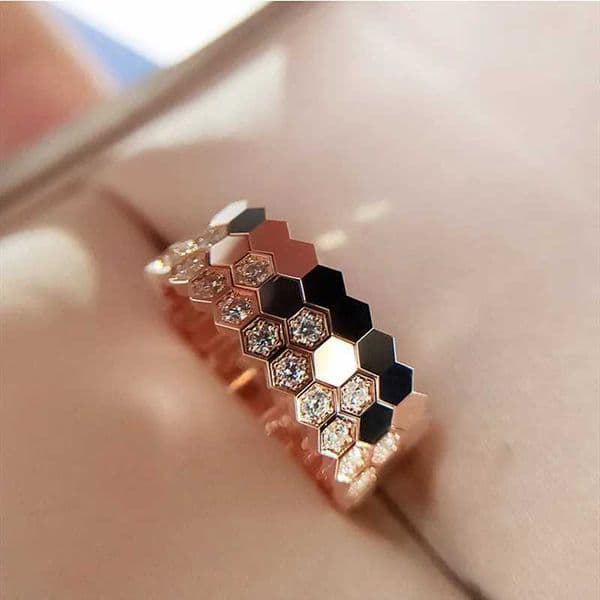 Charm Womens Jewelry Luxury Ring Simple Rose Gold Galvanized Zircon Crystal Ring Womens Wedding Ring Gift W240925
