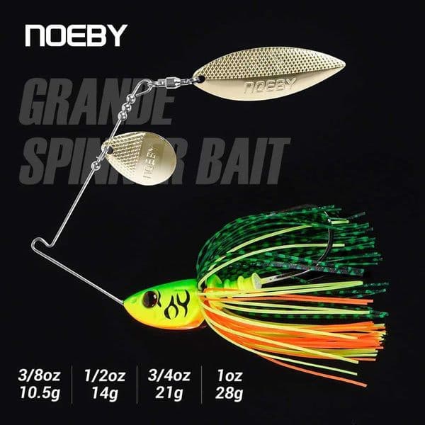 Noeby Spinnerbait 10.5g 14g 21g 28g Double Willow Blade Needle Hook Spoon Line Bait for Bass Pike Metal Fixture Fishing Bait CL240925