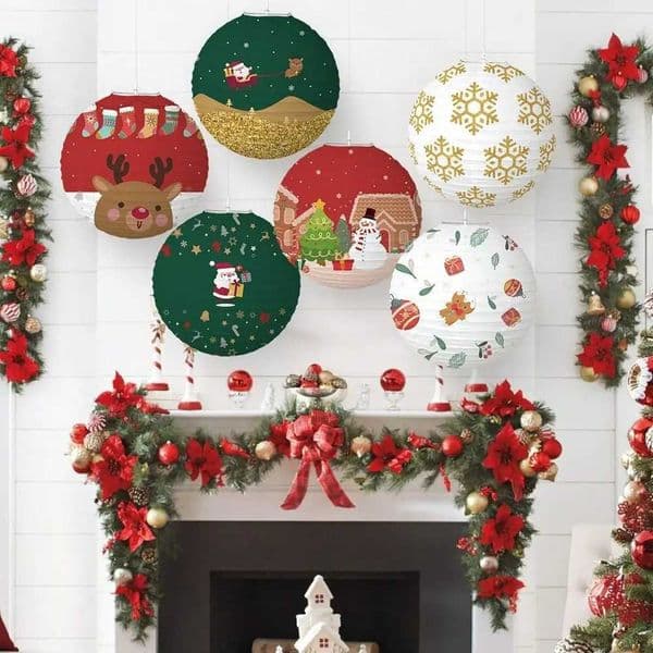 Cartoon paper Christmas paper lantern Christmas tree Christmas paper ball DIY portable pendant light Happy New Year B240925