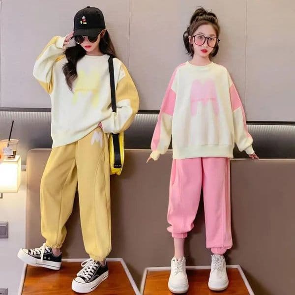 Girls spring sportswear childrens casual Korean style two-piece set 6 8 10 12 14 year old teenage girls clothing 240924