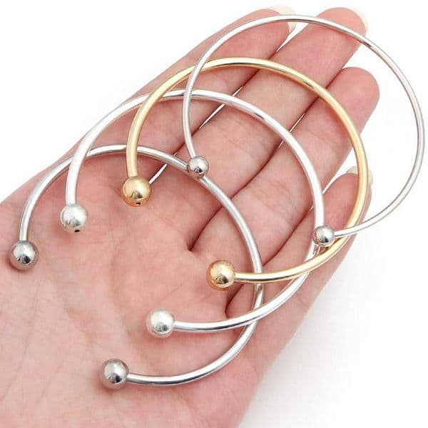 Chain For Man Chain For Man 1Pcs Fashion Adjustable Opening Bangle Ball Head Polishing With Woman Necklace Thread Stainless Steel Bracelet DIY woman necklace Je