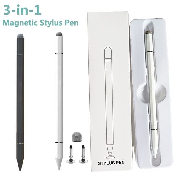 3 in 1 Magnetic Universal Drawing Stylus Pen For Android iOS Capacitive Touch Screen Pen For iPad iPhone Samsung Xiaomi Tablet Smart phone Pencil Accessories with Box