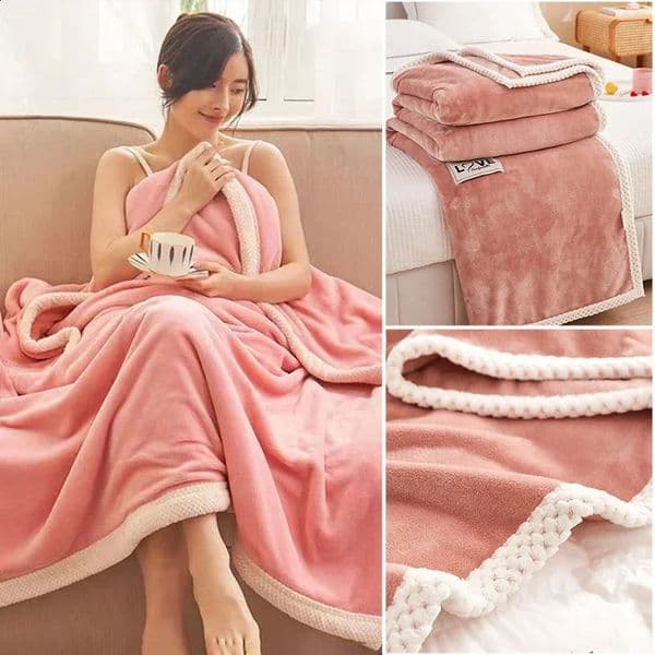 Childrens Blanket Solid Color Milk Velvet Warm Napping Blanket Milk Velvet Thick Blanket Coral Velvet Four Seasons Quilt 240923