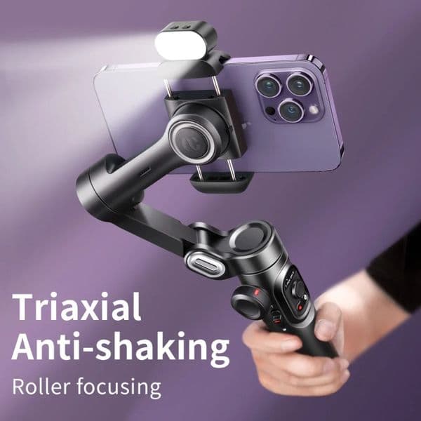 AOCHUAN 3-Axis Handheld Gimbal Stabilizer for Smartphone with Fill Light for iPhone Android Face Tracking Tiktok Vlog Smart XE thumbnail 2