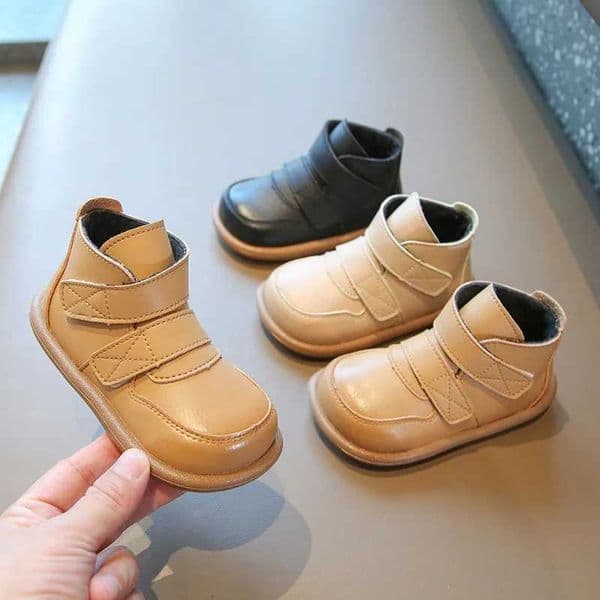Size 21-30 childrens boots for autumn and winter unisex style for boys and girls fashionable design soft leather rubber anti slip ankle boots Y240927