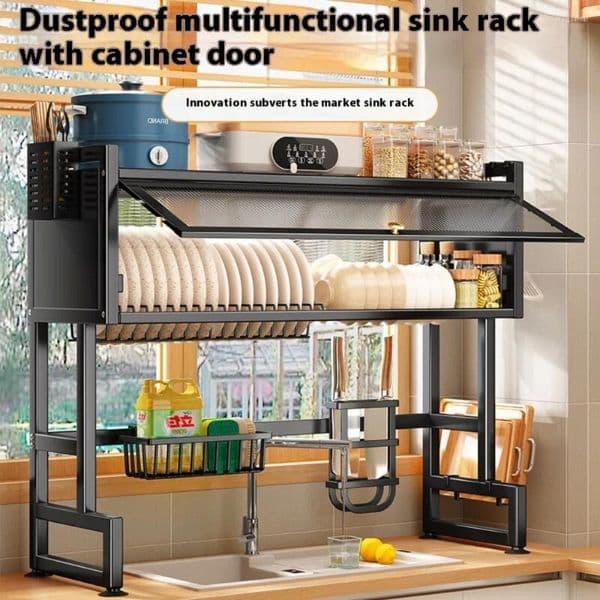 Kitchen Storage Over The Sink Dish Rack Cutlery Drying Dustproof Cabinet Multi Organizer Dishrack Bowl Plate