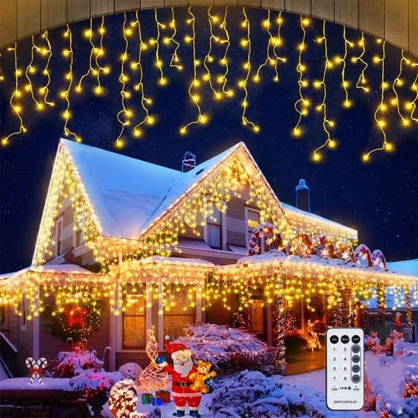 Home Outdoor LED Curtains Ice Column String Lights Street Garden Winter 480M Year Decoration 240927