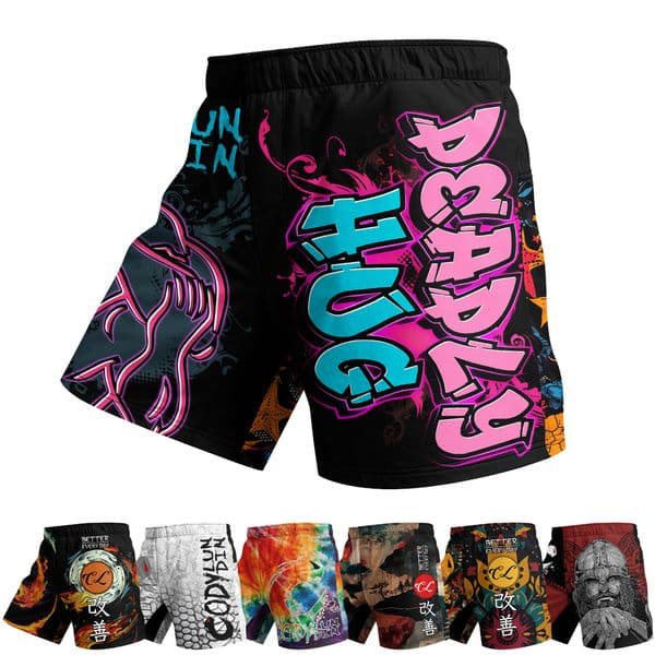 Fighting Hot MMA Training Grappling Shorts With 4-Way Stretch Fabric And Your Own Sublimation Printing MMA Shorts With Rubber