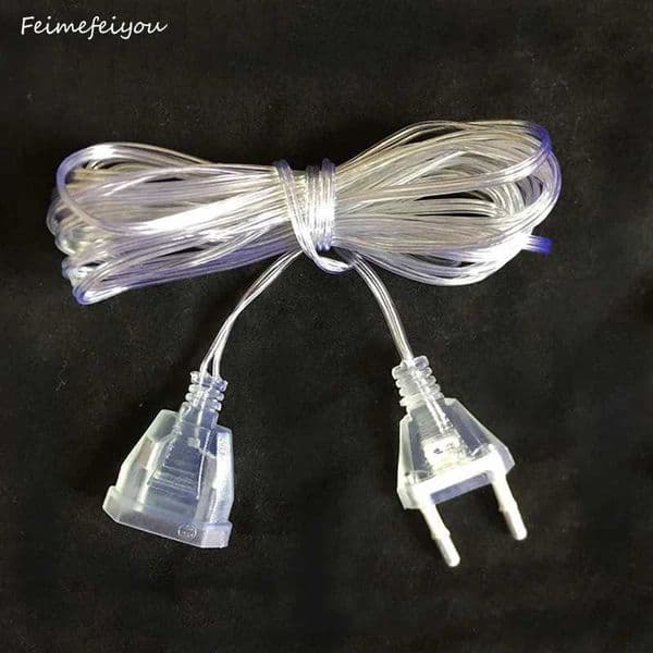 3m EU/US plug extension cable used for home decoration LED string lights Christmas party curtain light plug extension cable Y240927