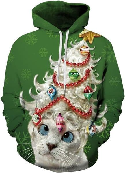Hoodie for Mens Womens Couple Cute 3D Santa Print Ugly Christmas Kangaroo Pocket Sweatshirt Hoodies Pullover Graphic Hoodies sweatshirt