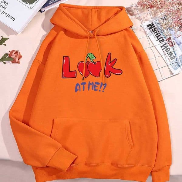 Look At Me Red Cherry Mens Hoodie Crewneck Pullover Sportswear O-Neck Casual Hoodie Loose Warm Mens 2020 New Collection W240928