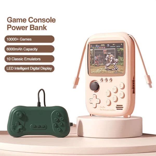 DY19 Portable Retro Game Console 3.2 Inch Dual USB Output Mini 60000 mAh Capacity Power Bank Handheld Video Gaming Player