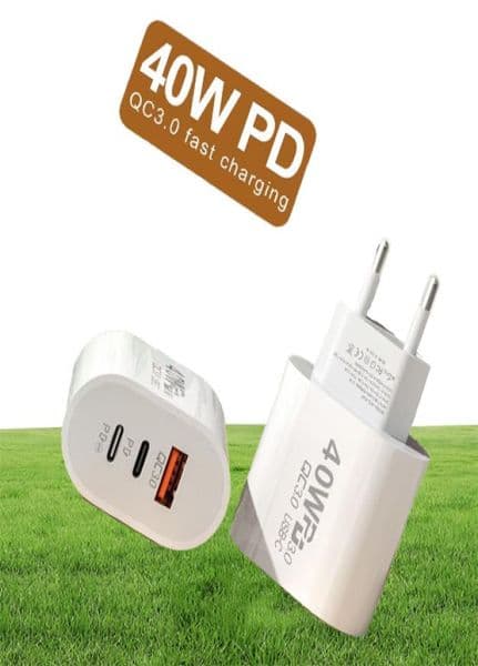 40W 3A 3 Ports Dual PD Type c Wall Charger Fast Charging Power Adapters For Samsung s20 s22 Utral Htc Xiaomi Huawei7502407