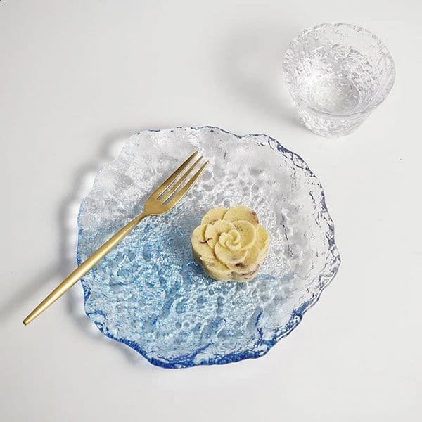 Decorative glass tray shell transparent tray ring jewelry storage board cake food candy container room decoration desktop decoration 240924