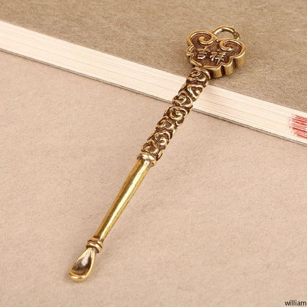 6 Chinese Style Wax dabber tools metal gold brass mini dab tool stick spoon earpick ear pick cleaner for tank cleaning dragon and phoenix lotus Hand DHL