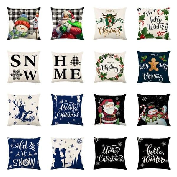 New Christmas Pillow Cover Nordic Sofa Cushion Waist Minister Christmas Linen Printed Decorative Pillow Y240930