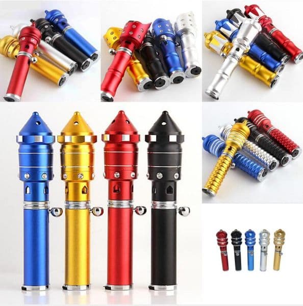 Latest Click N Sneak A Toke Smoking Lighter Metal Pipe 7 Styles Incense Burner Tobacco Windproof Torch Butane NO Gas Tool Accessories