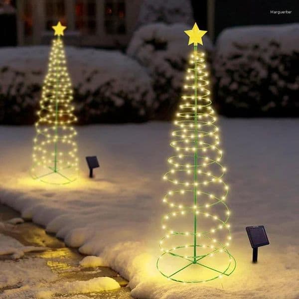 Christmas Decorations Outdoor Waterproof Solar Led Tree Decoration Powered String Lights Year 2024 Ornament Garden