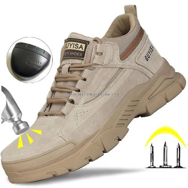 Guyisa Construction Work Shoes Men Steel Toe Safety Shoes Anti-stab Anti-smash Work Safety Boots Male Protective Footwear 240924