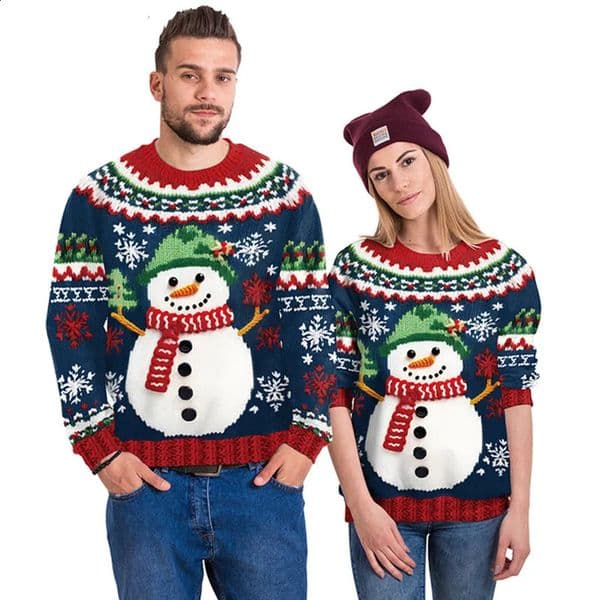 Clothing Wholesale Unisex Men Women 2024 Ugly Christmas Sweater Santa Elf Christmas Funny Hair Sweater Autumn Winter Tops 240923
