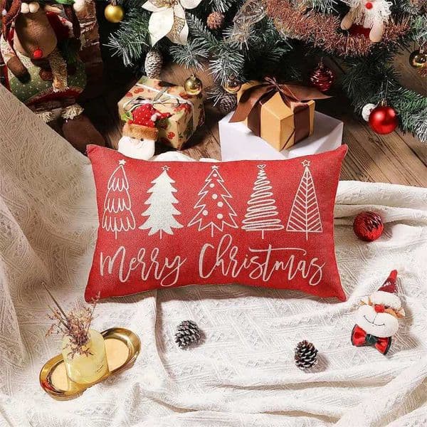 Christmas decoration linen pillowcase sofa throwing pillowcase rectangular Christmas decoration home decoration soft cushion cover Y240930