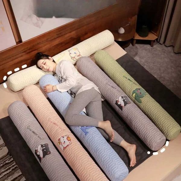 Cool and cute solid color latex ice bar pillow bed cylindrical pillow legs waist pillow cushion long pillow body pillow animation Y240930
