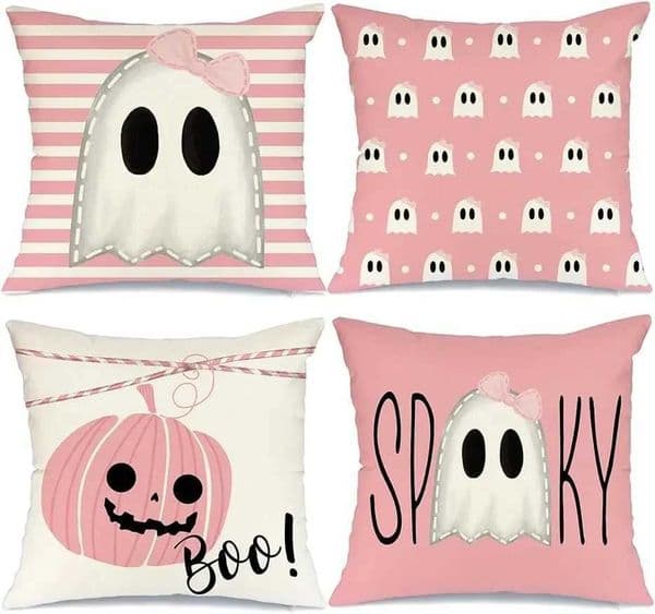 Halloween Pillow Box Striped Dot Decoration Holiday Mat Party Decoration Home Sofa Pink Throwing Pillow Box 45X45cm Y240930