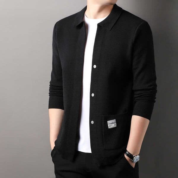 Middle aged mens knitted cardigan spring and autumn new styles loose and casual sweaters dads clothing solid color tops jacketsXJ240930