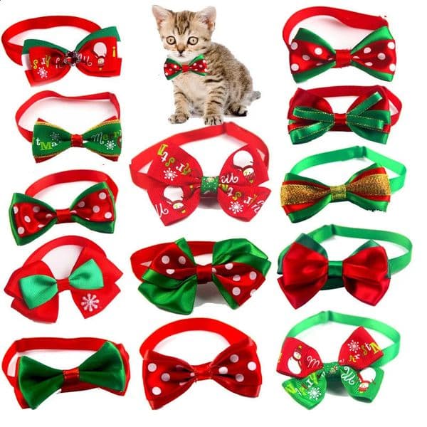 Pet supplies Christmas bow tie cat snow pattern pet adjustable neck band diabetes Perro Navidad dog scarf 240929