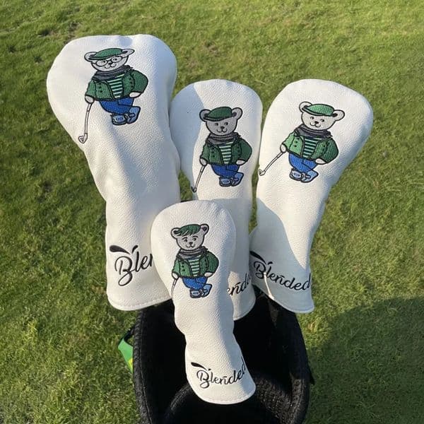 2026 new Cute bear Club HeadCover Fairway For Driver Hybrid Wood cover Waterproof PU leather Thicken Unisex Accessories 231229 free shipping