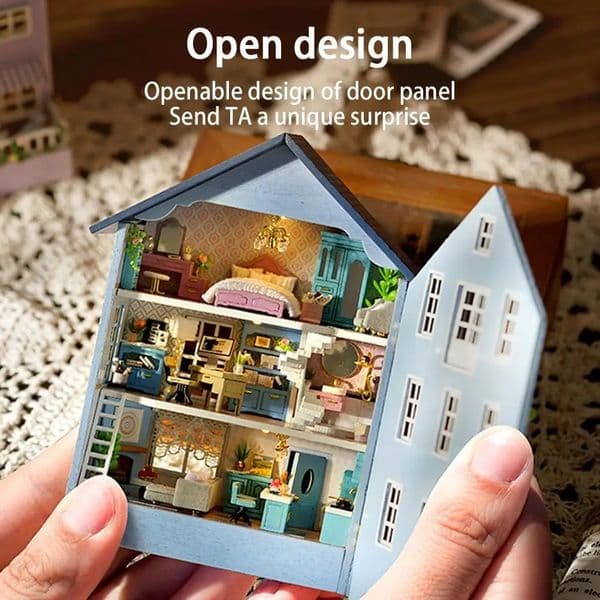 DIY Wooden Miniature Building Kit Doll Houses With Furniture Light Molan Mini Casa Handmade Toys For Girls Gifts 240102