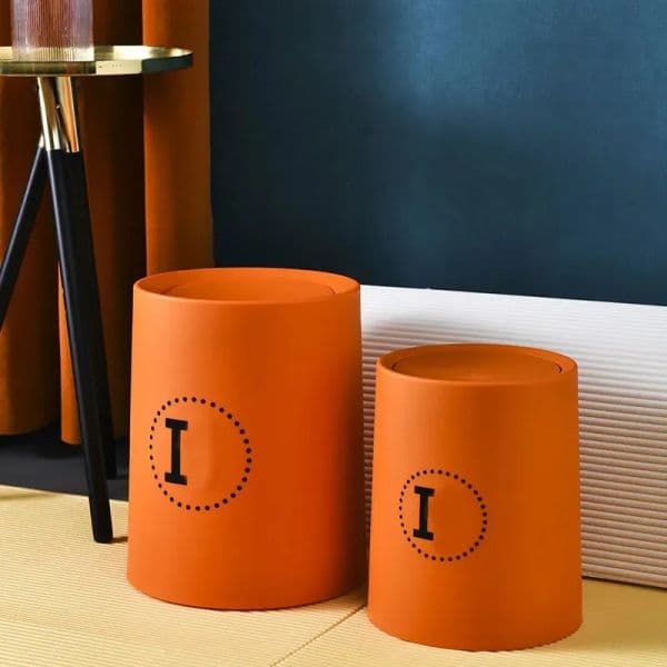 Waste Bins Luxury Organizer Trash Can Bedroom Recycle Room Transfer Dustbin Covered Dump Cubo Basura Fashion Cleaning Products High Quality