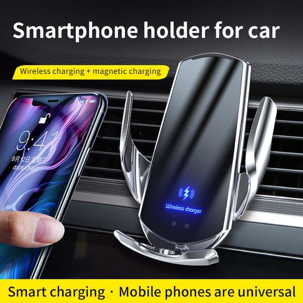 Q3 Smart Sensor Car Phone Wireless Charger 15W Qi Fast Charging Auto-Clamping Phone Holder Air Vent Phone Holder for iPhone Series and All Qi Enable Android Cellphone