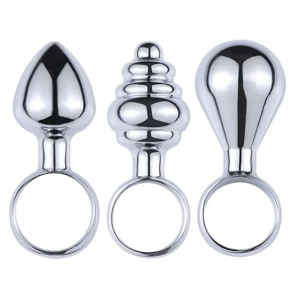 3pcs/Set Mini Metal Anal Plugs With Finger Ring Anus Expander Anal For beginner Vaginal Butt Plug Prostate Massager X0401 LL
