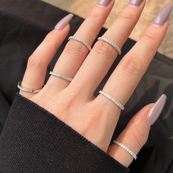 2026 Luxury 2Mm Diamond Band Designer cologne For Woman S25 Sterling Silver Single Row Colored 5A Zirconia White Engagement Ring Rings Jewelry Friend Girls Gift