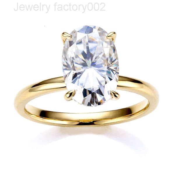 Wholesale 14K /18K /Platinum Moissanite 5 CT Oval Solitaire Solid Gold Ring Women Diamond White Moissanite Rings
