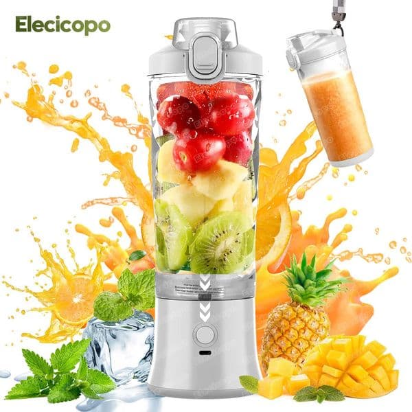 Portable blender mixer 600ML Electric Juicer Fruit Mini Blender 6 Blades For Shakes and Smoothies Sport Outdoor Travel 240109