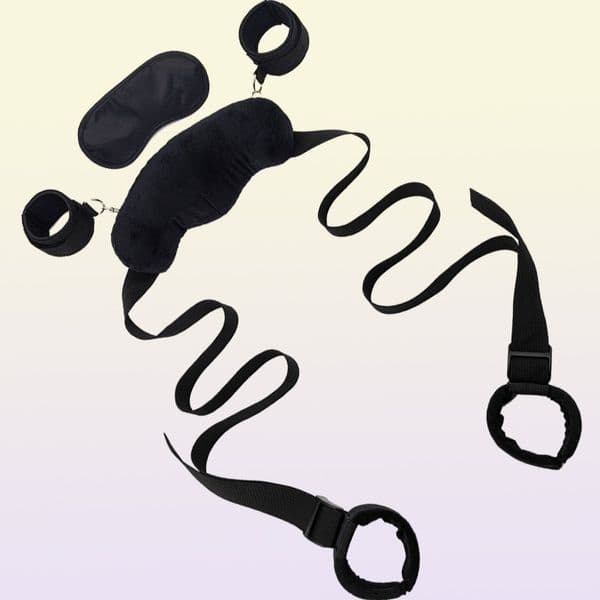 Fetish Bed Bondage Straps Set Love Posture Neck Collar Leg Cuffs Handcuffs Plush Sex Pillow BDSM Adult Game Couples Sex Toys Y2011