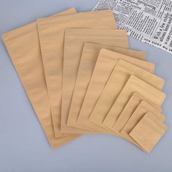 Wholesale Fully Sealed Flat Kraft Paper Packaging Bags Aluminium Foil Pouch For Pet Food Cookies Sugar Snack Dry Herb Coffee Bean Tea Dried Fruit Nuts Kernels B2