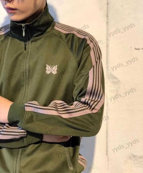 Men's Hoodies Sweatshirts Army Green Needles Jackets 21ss Men Women Butterfly Embroidery AWGE NEEDLES Track Jacket High Street Outerwear T240113